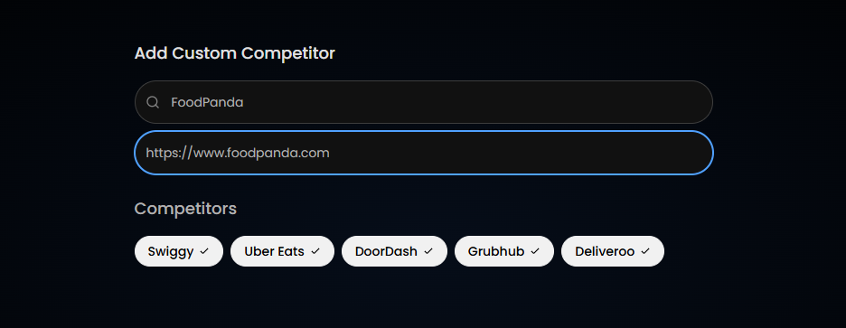 Add competitors interface