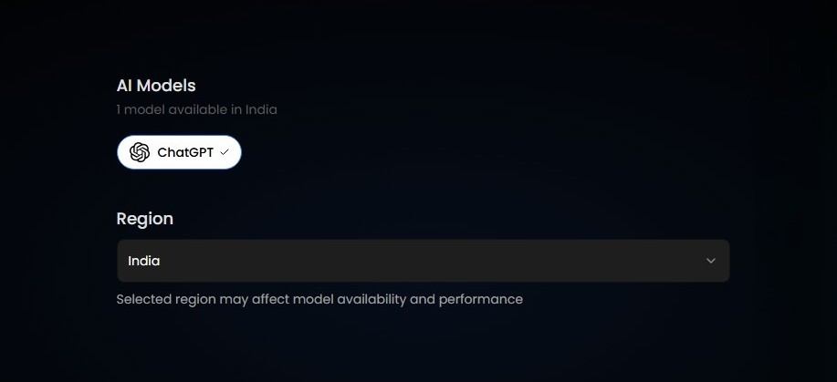 Region Selector interface